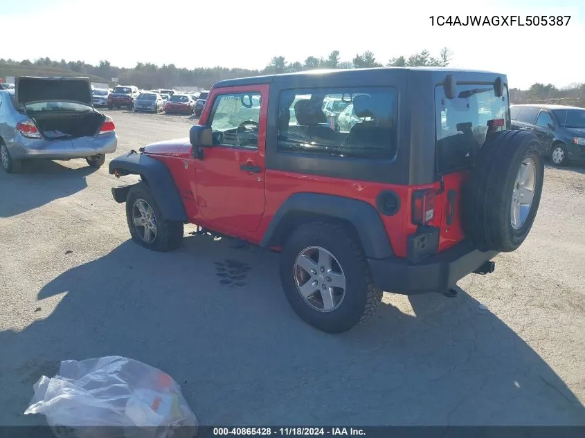 2015 Jeep Wrangler Sport VIN: 1C4AJWAGXFL505387 Lot: 40865428