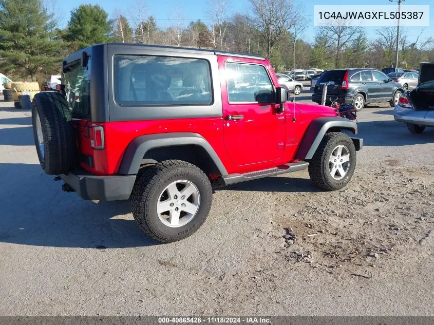 2015 Jeep Wrangler Sport VIN: 1C4AJWAGXFL505387 Lot: 40865428