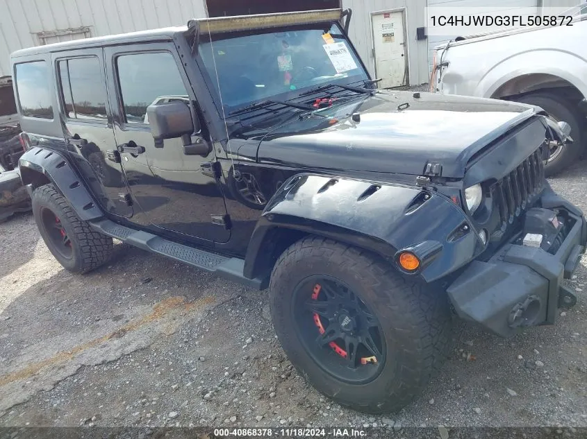 2015 Jeep Wrangler Unlimited Sport VIN: 1C4HJWDG3FL505872 Lot: 40868378