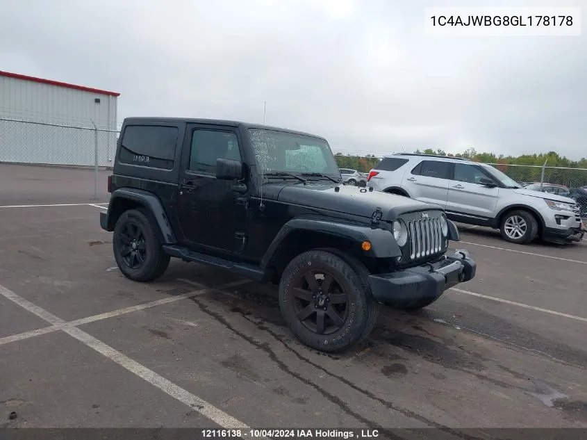 2016 Jeep Wrangler Sahara VIN: 1C4AJWBG8GL178178 Lot: 12116138