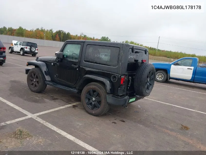 2016 Jeep Wrangler Sahara VIN: 1C4AJWBG8GL178178 Lot: 12116138