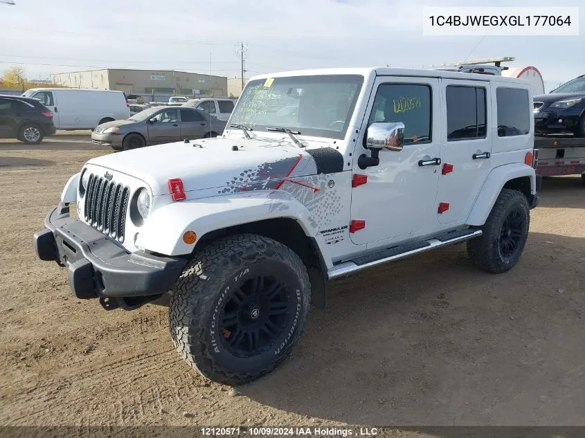 2016 Jeep Wrangler Unlimited Sahara VIN: 1C4BJWEGXGL177064 Lot: 12120571