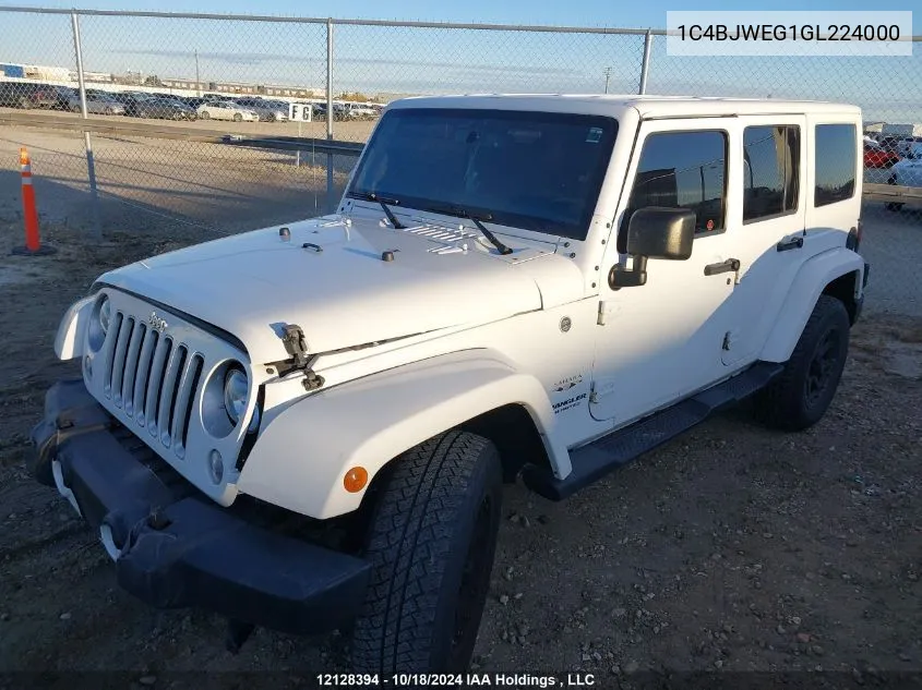 2016 Jeep Wrangler Unlimited Sahara VIN: 1C4BJWEG1GL224000 Lot: 12128394