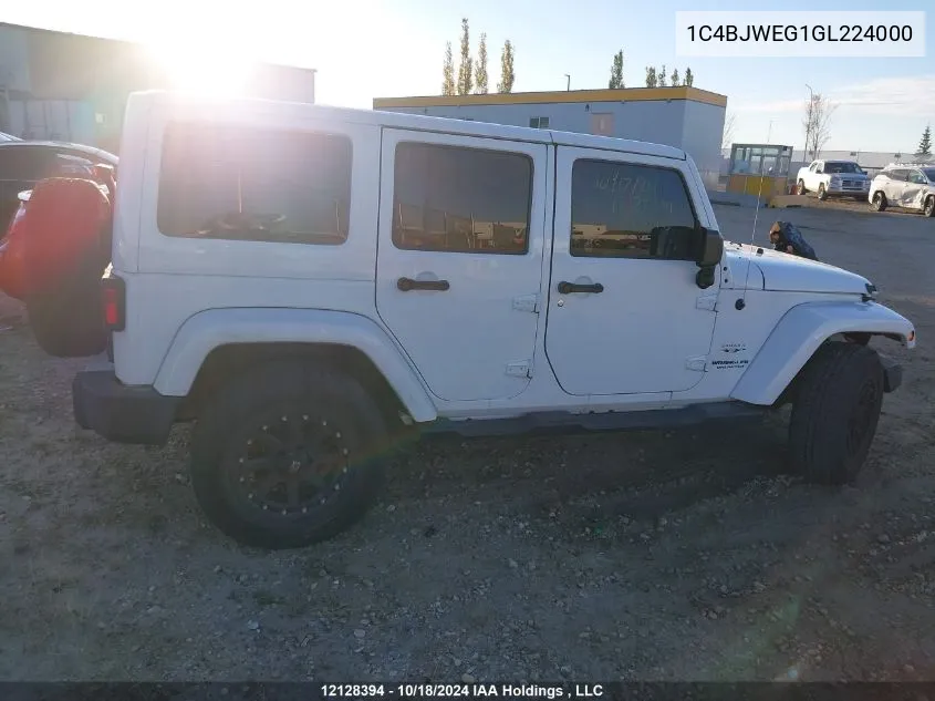 2016 Jeep Wrangler Unlimited Sahara VIN: 1C4BJWEG1GL224000 Lot: 12128394