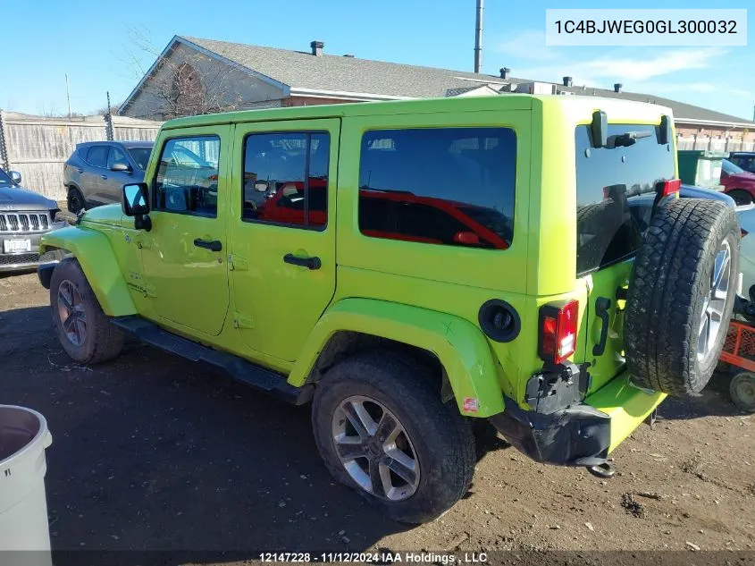 2016 Jeep Wrangler Unlimited Sahara VIN: 1C4BJWEG0GL300032 Lot: 12147228