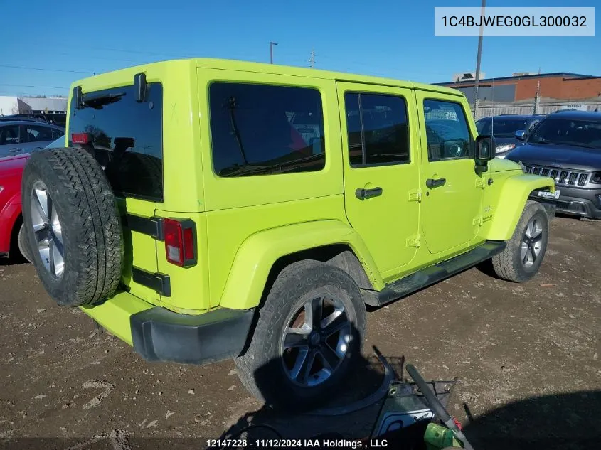 2016 Jeep Wrangler Unlimited Sahara VIN: 1C4BJWEG0GL300032 Lot: 12147228