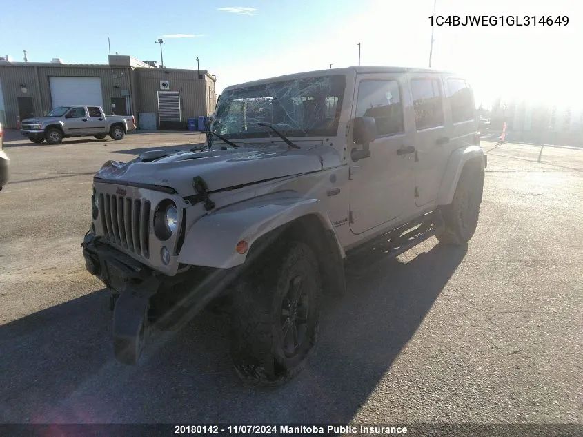 2016 Jeep Wrangler Unlimited Sahara VIN: 1C4BJWEG1GL314649 Lot: 20180142