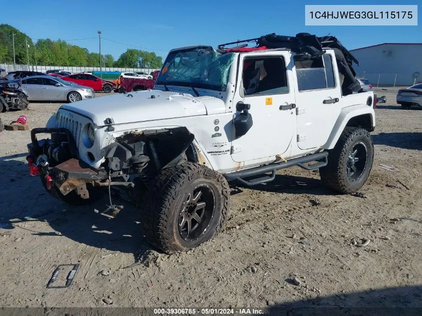 2016 Jeep Wrangler Unlimited Sahara VIN: 1C4HJWEG3GL115175 Lot: 39306785