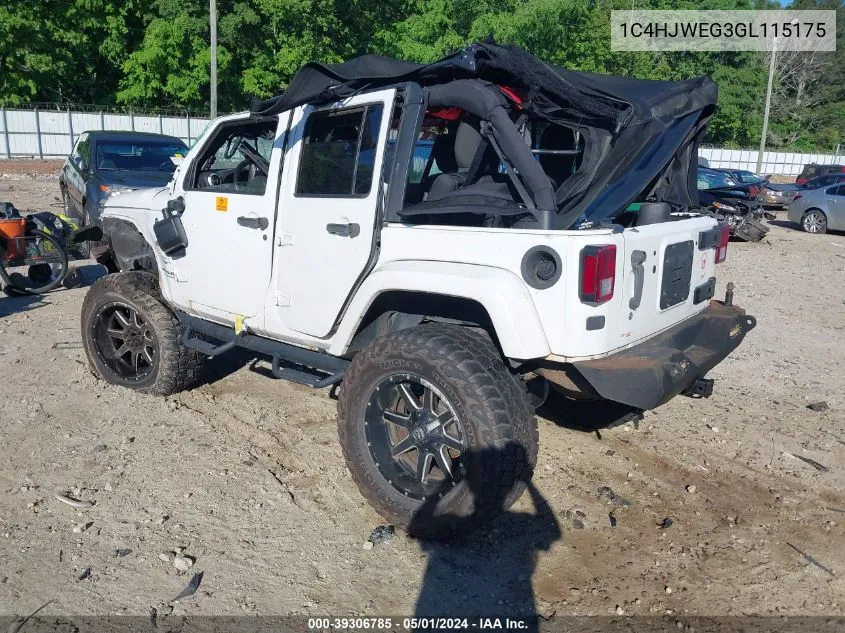 2016 Jeep Wrangler Unlimited Sahara VIN: 1C4HJWEG3GL115175 Lot: 39306785