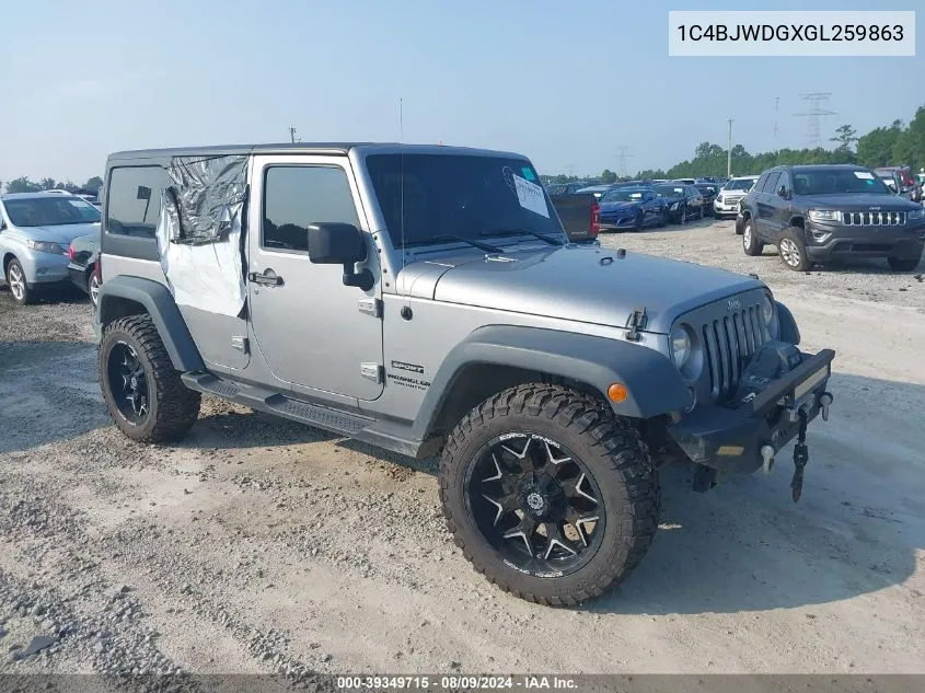 2016 Jeep Wrangler Unlimited Sport VIN: 1C4BJWDGXGL259863 Lot: 39349715