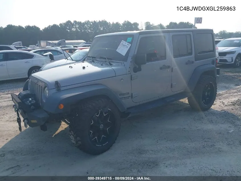 2016 Jeep Wrangler Unlimited Sport VIN: 1C4BJWDGXGL259863 Lot: 39349715