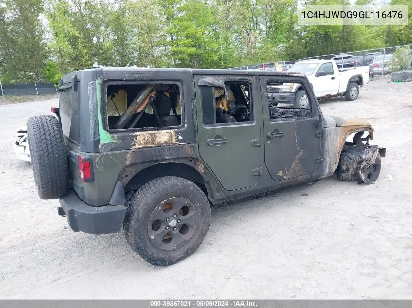 2016 Jeep Wrangler Unlimited Sport VIN: 1C4HJWDG9GL116476 Lot: 39367021