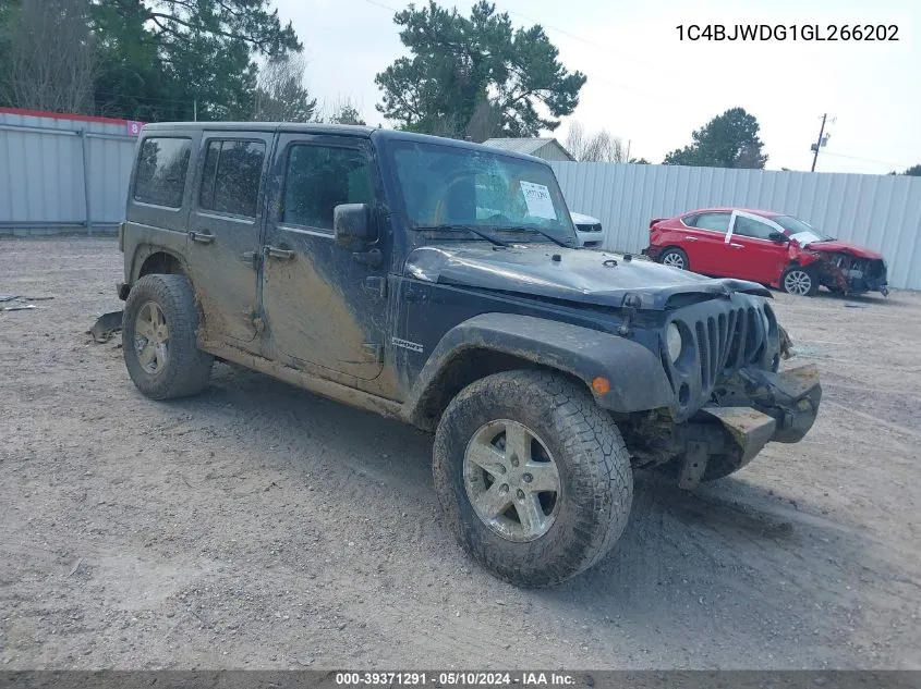 2016 Jeep Wrangler Unlimited Sport VIN: 1C4BJWDG1GL266202 Lot: 39371291