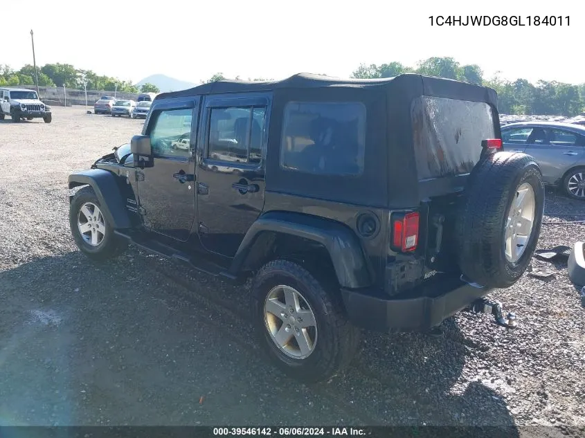 1C4HJWDG8GL184011 2016 Jeep Wrangler Unlimited Sport