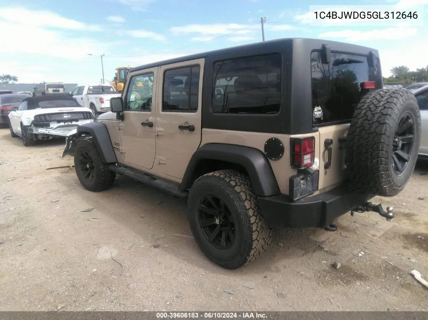 1C4BJWDG5GL312646 2016 Jeep Wrangler Unlimited Sport