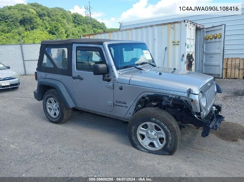 2016 Jeep Wrangler Sport VIN: 1C4AJWAG9GL108416 Lot: 39609295