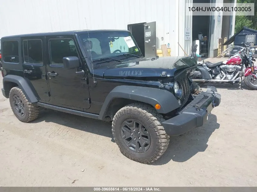 2016 Jeep Wrangler Unlimited Willys Wheeler VIN: 1C4HJWDG4GL103005 Lot: 39655614