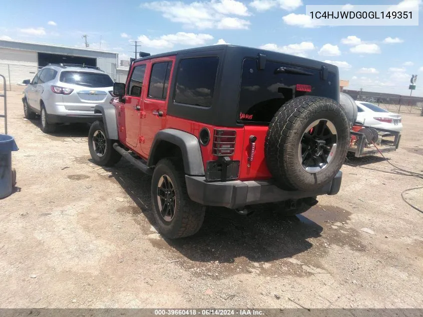 2016 Jeep Wrangler Unlimited Sport VIN: 1C4HJWDG0GL149351 Lot: 39660418