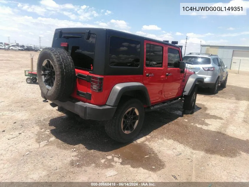 2016 Jeep Wrangler Unlimited Sport VIN: 1C4HJWDG0GL149351 Lot: 39660418