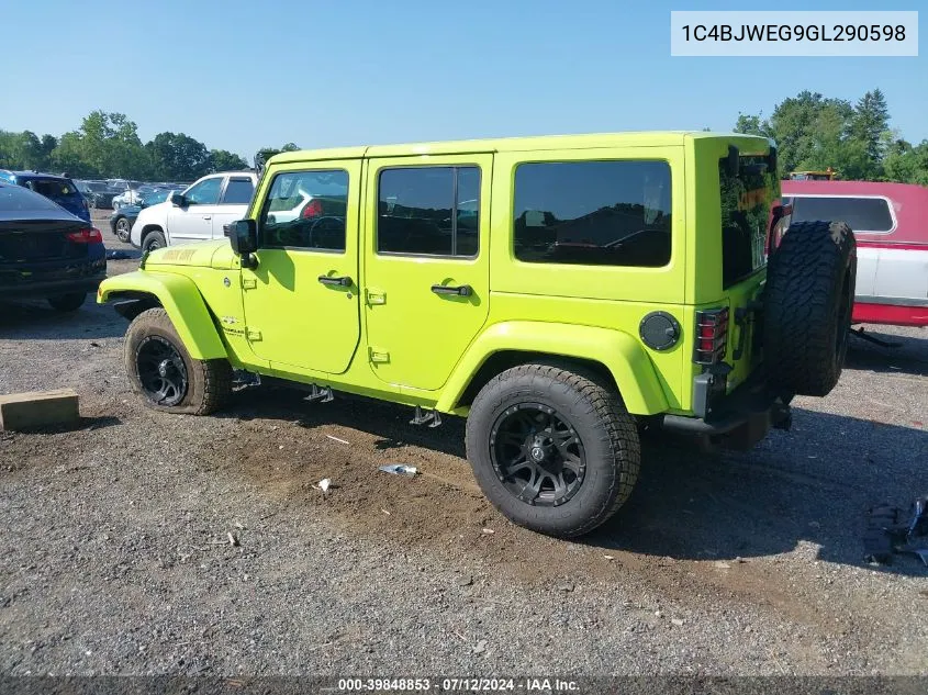 2016 Jeep Wrangler Unlimited Sahara VIN: 1C4BJWEG9GL290598 Lot: 39848853