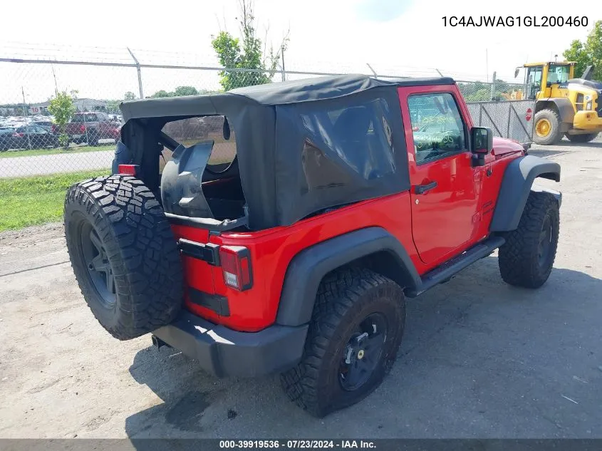 1C4AJWAG1GL200460 2016 Jeep Wrangler Sport