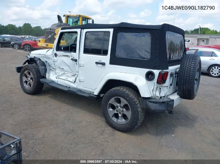 2016 Jeep Wrangler Unlimited Sahara VIN: 1C4BJWEG9GL182790 Lot: 39963597