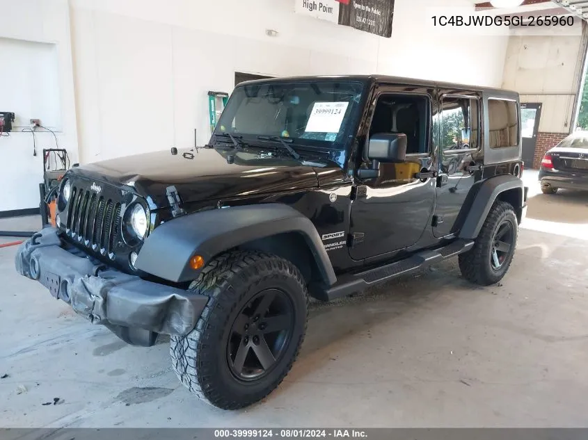 1C4BJWDG5GL265960 2016 Jeep Wrangler Unlimited Sport