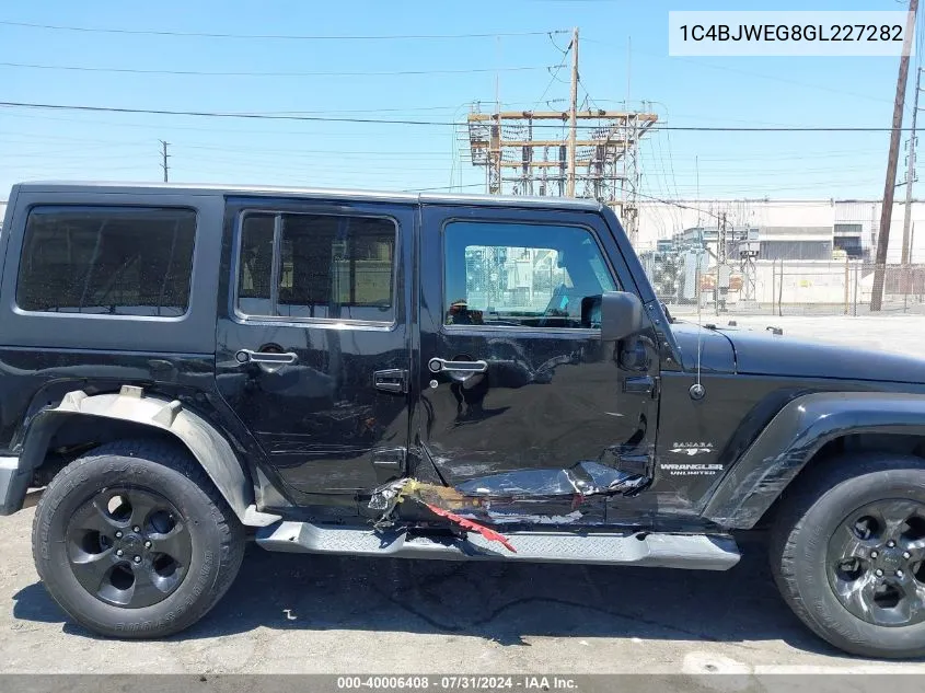 2016 Jeep Wrangler Unlimited Sahara VIN: 1C4BJWEG8GL227282 Lot: 40006408