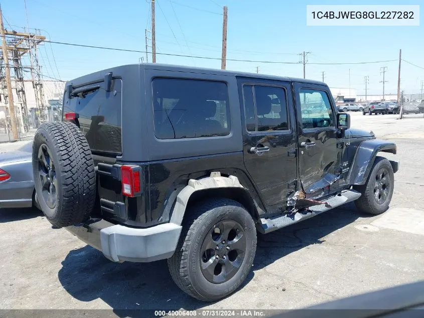 2016 Jeep Wrangler Unlimited Sahara VIN: 1C4BJWEG8GL227282 Lot: 40006408