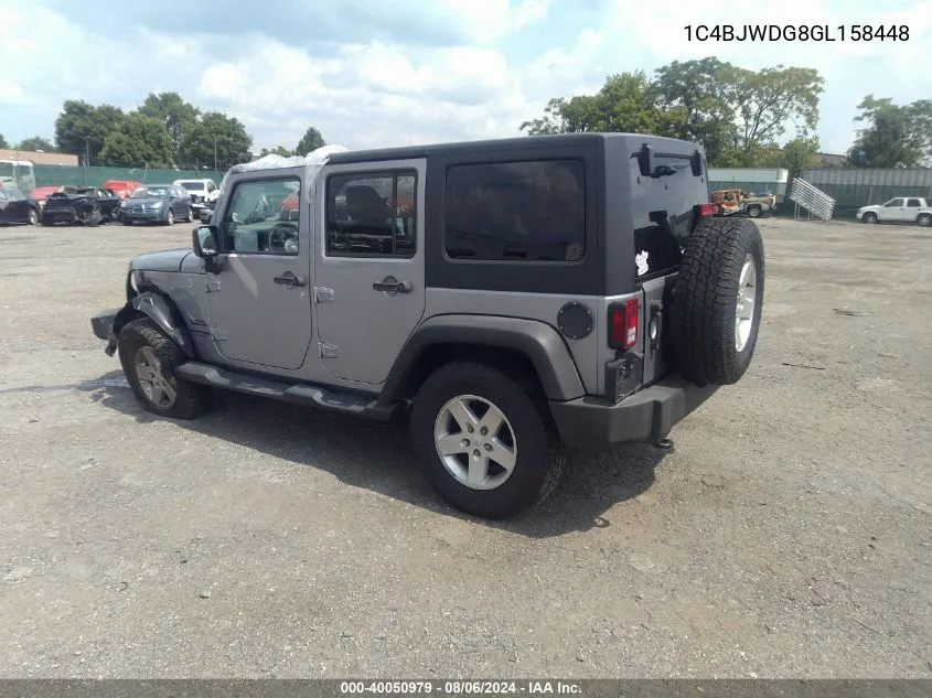 2016 Jeep Wrangler Unlimited Sport VIN: 1C4BJWDG8GL158448 Lot: 40050979