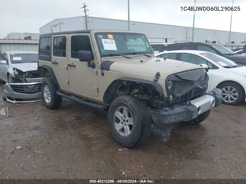 2016 Jeep Wrangler Unlimited Sport VIN: 1C4BJWDG6GL290625 Lot: 40212296