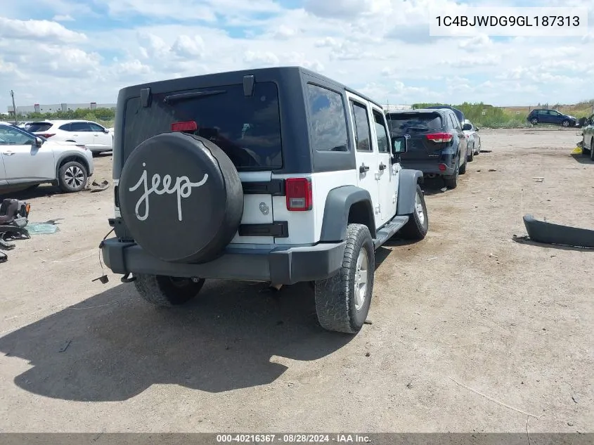 2016 Jeep Wrangler Unlimited Sport VIN: 1C4BJWDG9GL187313 Lot: 40216367