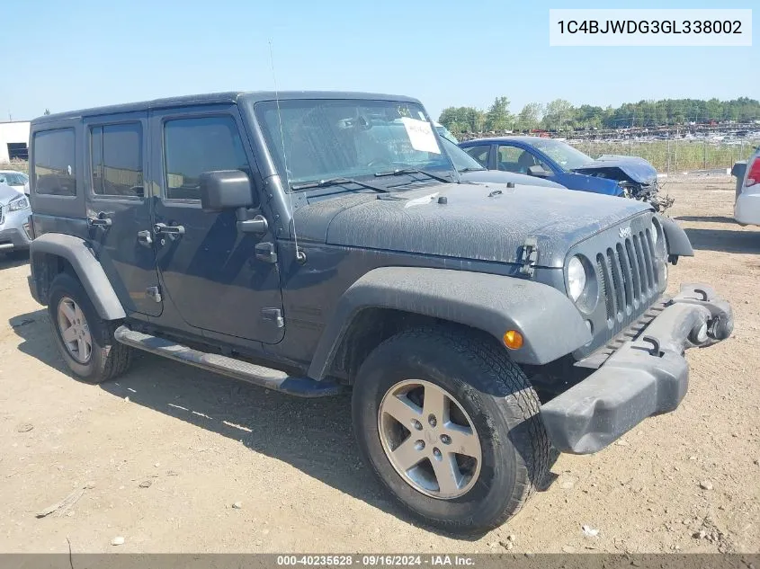 2016 Jeep Wrangler Unlimited Sport VIN: 1C4BJWDG3GL338002 Lot: 40235628