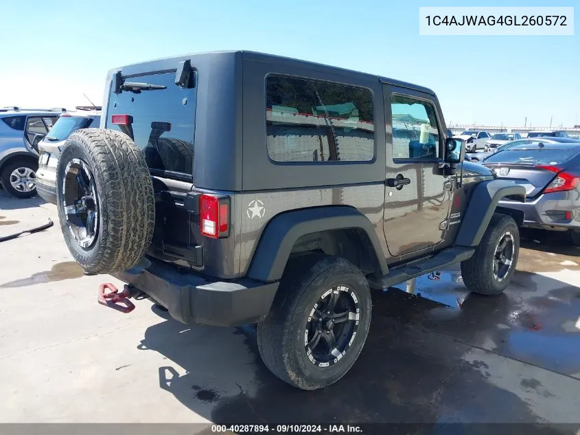 1C4AJWAG4GL260572 2016 Jeep Wrangler Sport