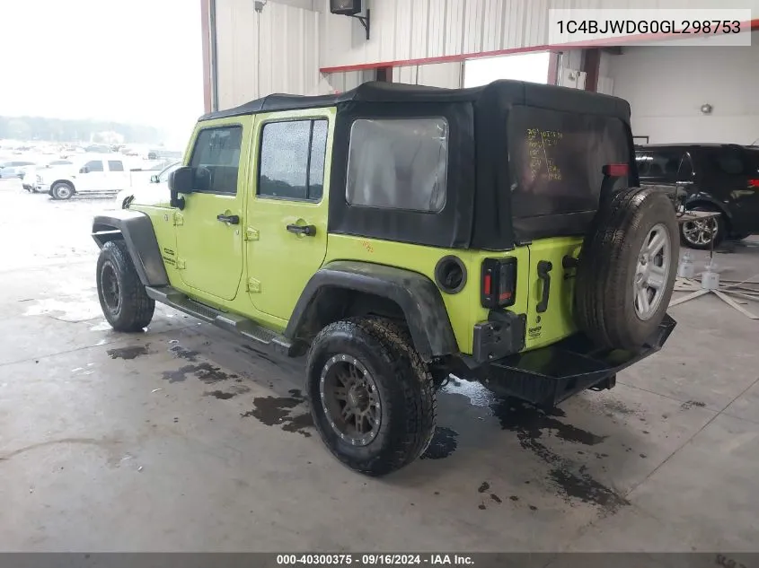 1C4BJWDG0GL298753 2016 Jeep Wrangler Unlimited Sport