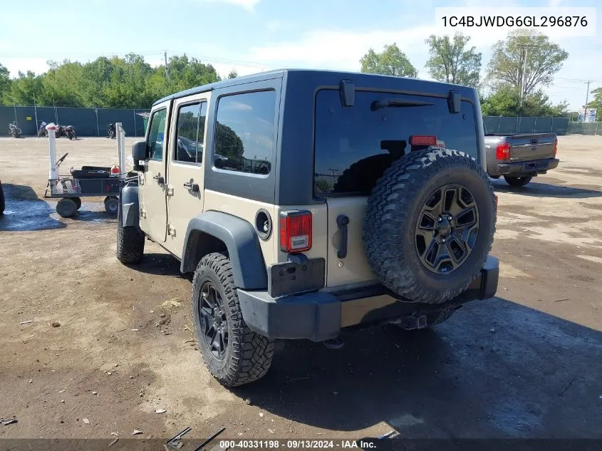 2016 Jeep Wrangler Unlimited Sport VIN: 1C4BJWDG6GL296876 Lot: 40331198