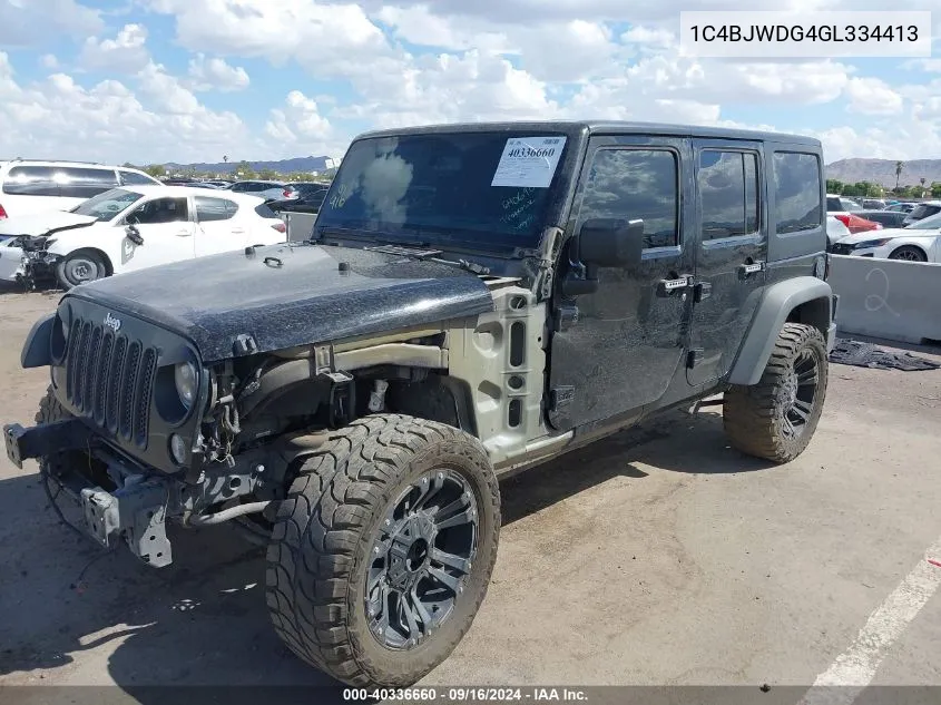 2016 Jeep Wrangler Unlimited Sport VIN: 1C4BJWDG4GL334413 Lot: 40336660