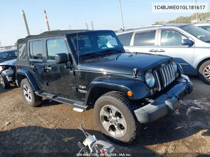 1C4BJWEG1GL181617 2016 Jeep Wrangler Unlimited Sahara