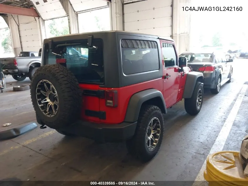 2016 Jeep Wrangler Sport VIN: 1C4AJWAG1GL242160 Lot: 40339585