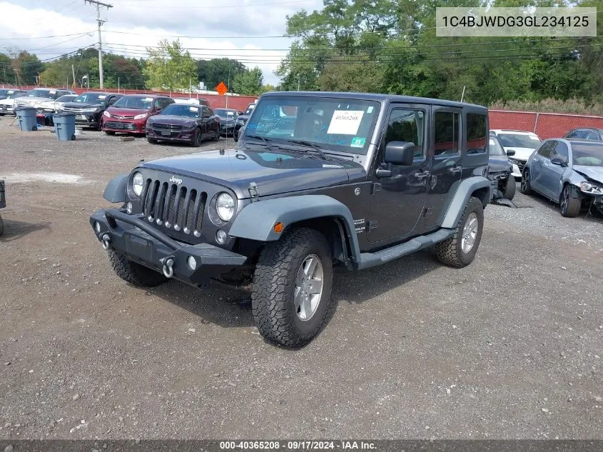 2016 Jeep Wrangler Unlimited Sport VIN: 1C4BJWDG3GL234125 Lot: 40365208