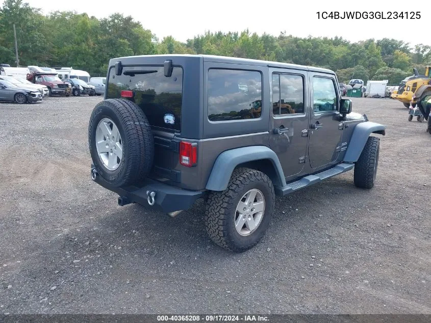 2016 Jeep Wrangler Unlimited Sport VIN: 1C4BJWDG3GL234125 Lot: 40365208