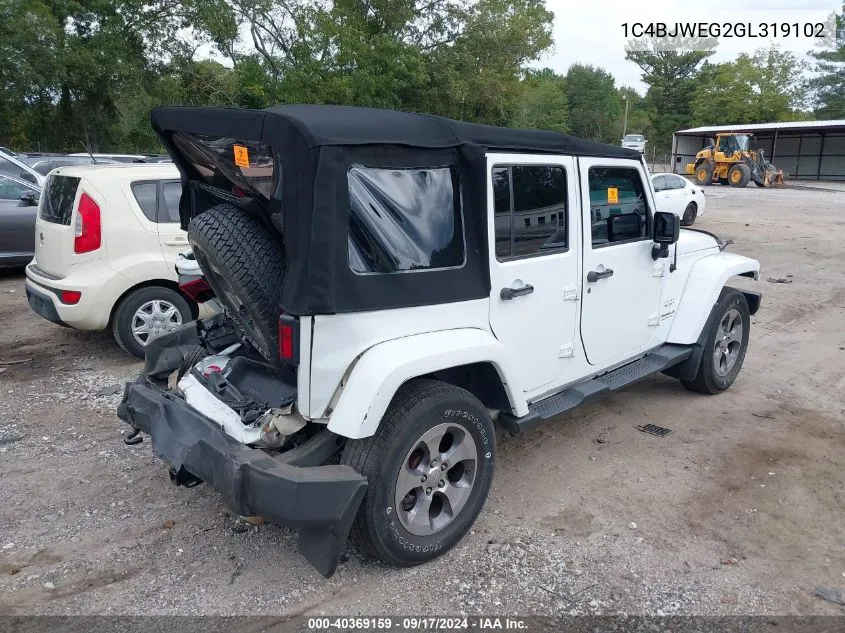 2016 Jeep Wrangler Unlimited Sahara VIN: 1C4BJWEG2GL319102 Lot: 40369159