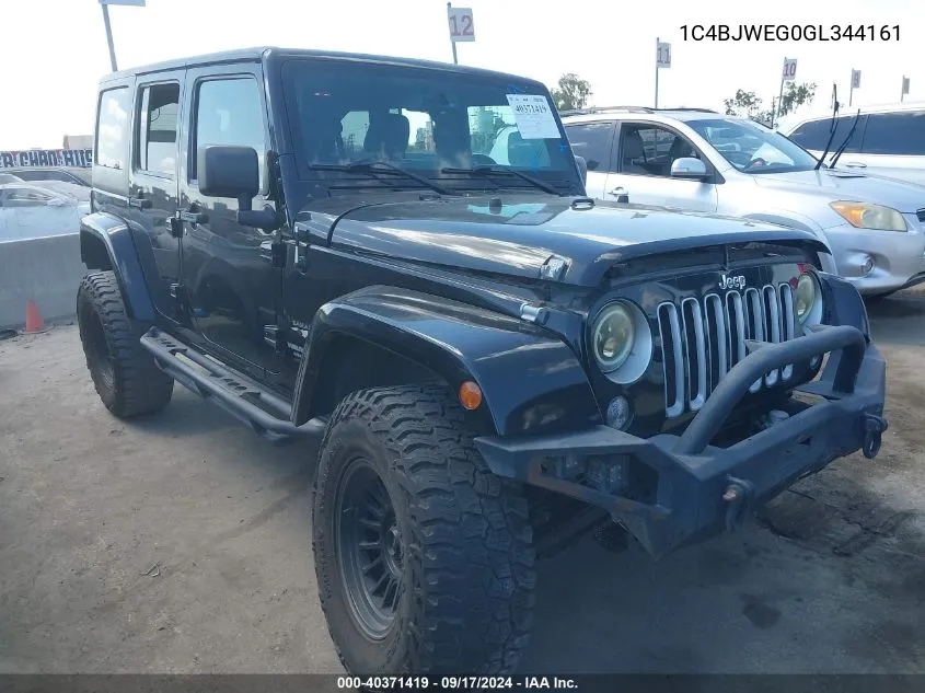 2016 Jeep Wrangler Unlimited Sahara VIN: 1C4BJWEG0GL344161 Lot: 40371419