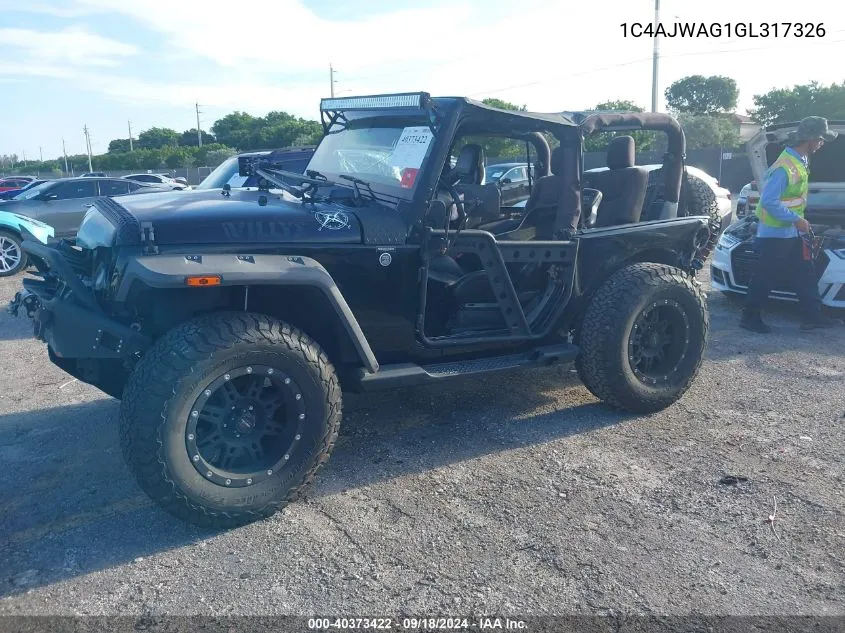 2016 Jeep Wrangler Sport VIN: 1C4AJWAG1GL317326 Lot: 40373422