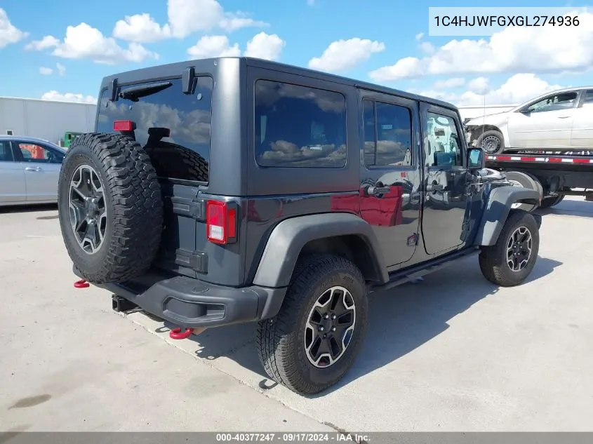 1C4HJWFGXGL274936 2016 Jeep Wrangler Unlimited Rubicon Hard Rock