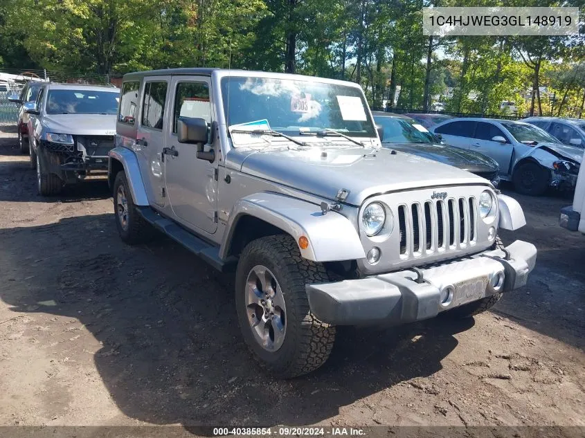 2016 Jeep Wrangler Unlimited Sahara VIN: 1C4HJWEG3GL148919 Lot: 40385854