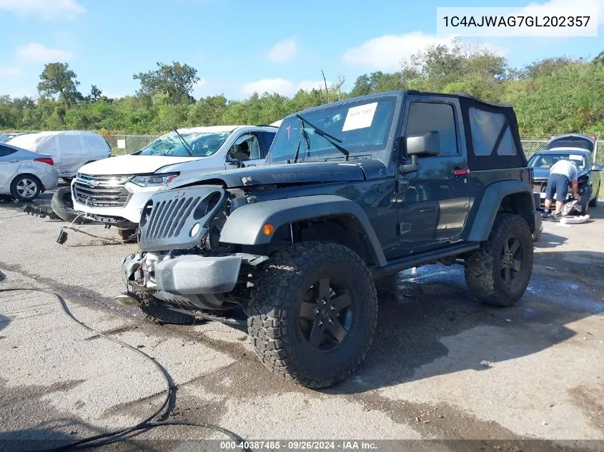 2016 Jeep Wrangler Black Bear VIN: 1C4AJWAG7GL202357 Lot: 40387485