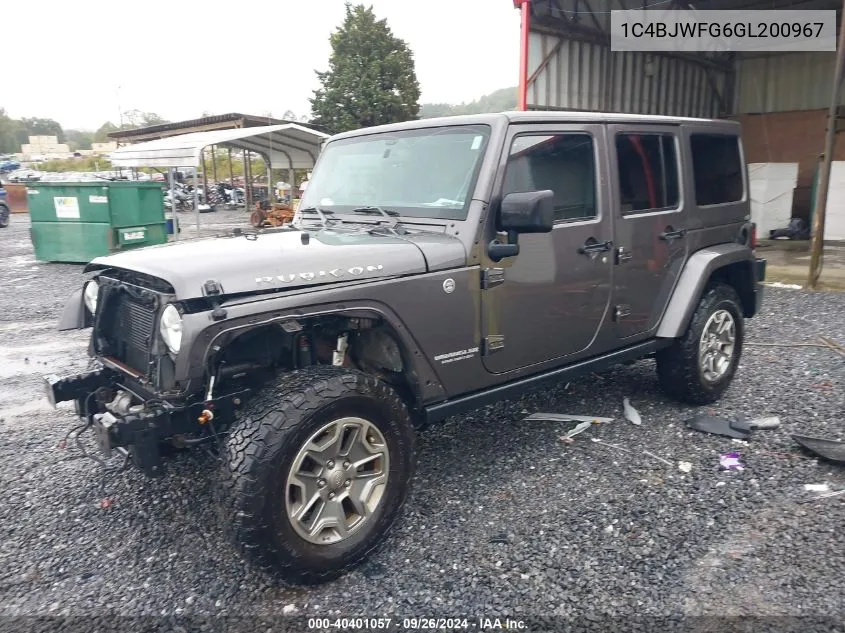 1C4BJWFG6GL200967 2016 Jeep Wrangler Unlimited Rubicon