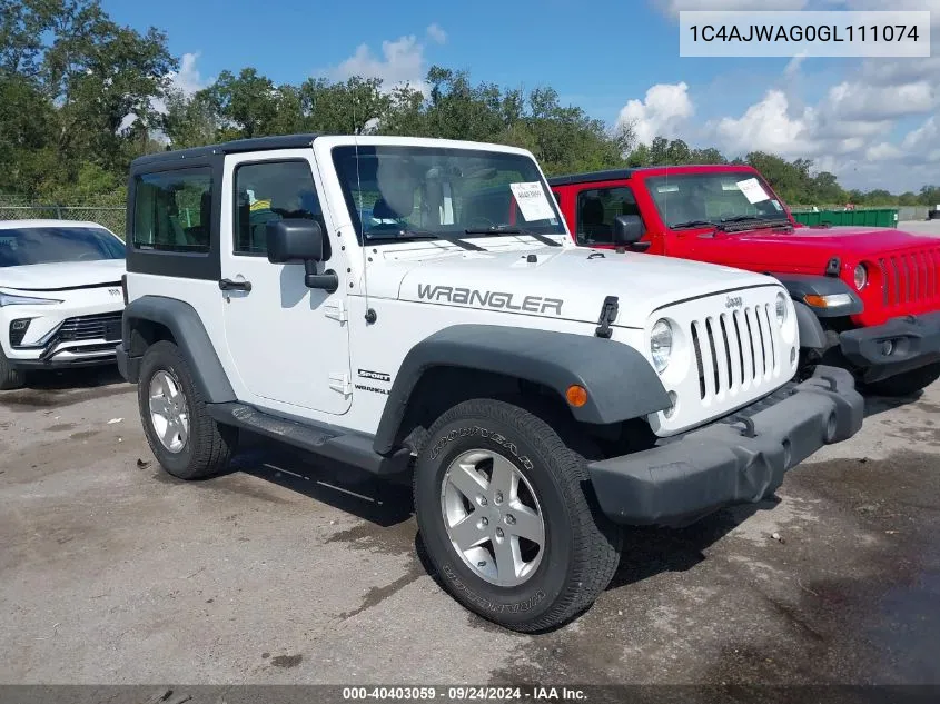 2016 Jeep Wrangler Sport VIN: 1C4AJWAG0GL111074 Lot: 40403059