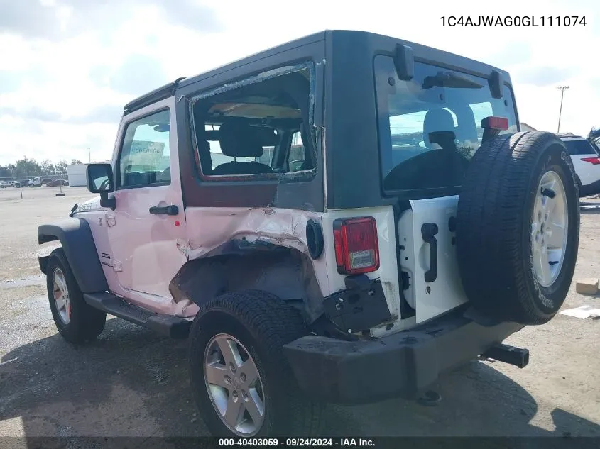 1C4AJWAG0GL111074 2016 Jeep Wrangler Sport